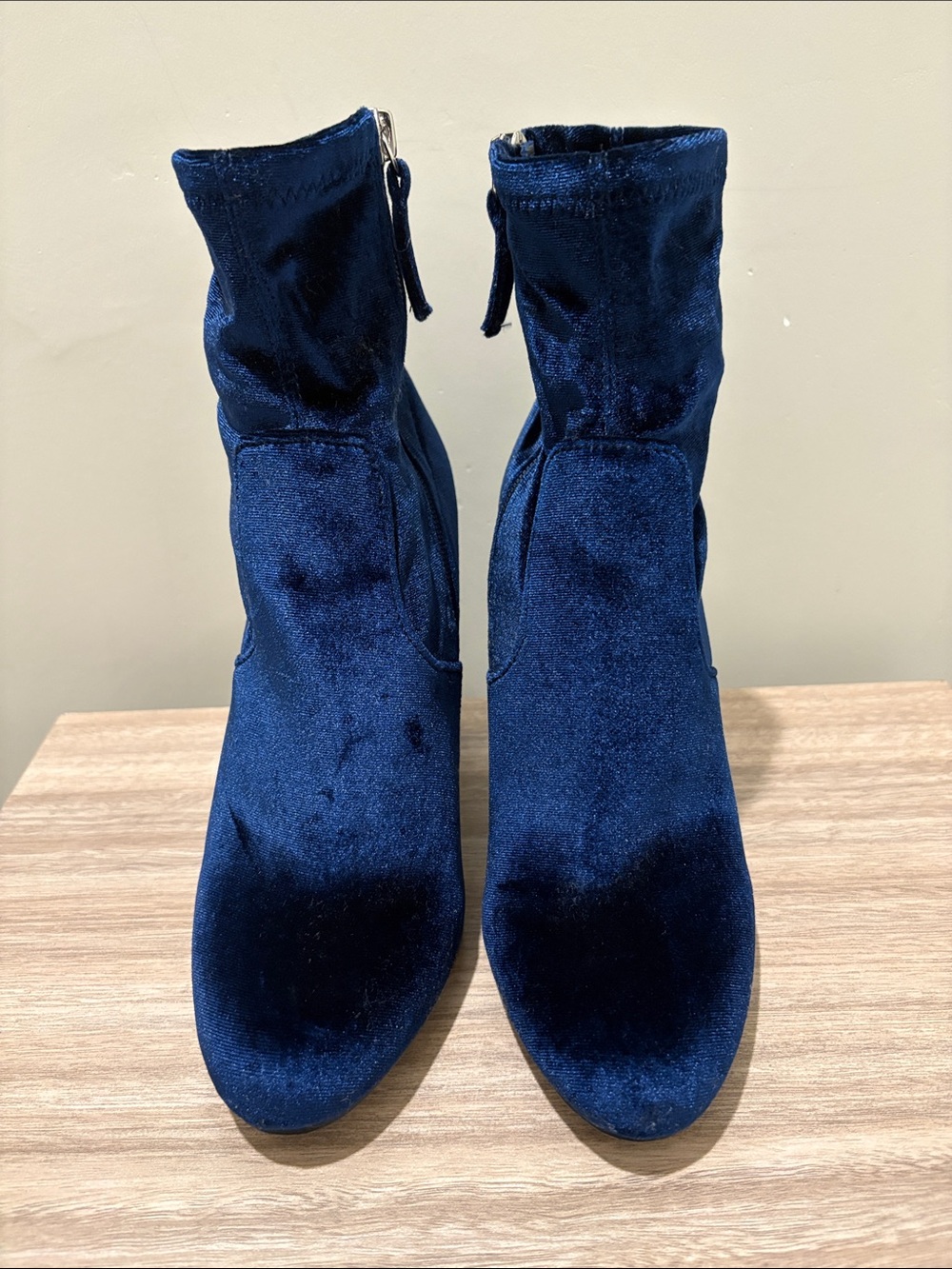 Steve Madden Deep Blue Velvet Ankle Booties